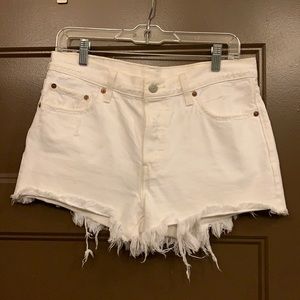 Levi’s 501 Denim Cutoff Shorts in White